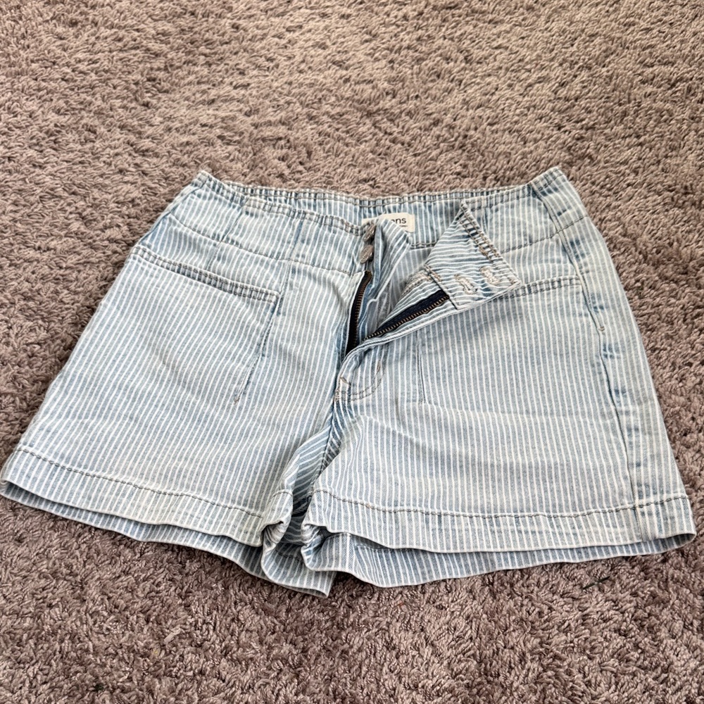 Maurices Light Blue Striped Jean Shorts